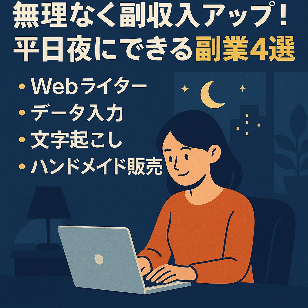 平日夜のスキマ時間で無理なく副収入アップ！たいそうな準備不要、今すぐ始められる副業4選